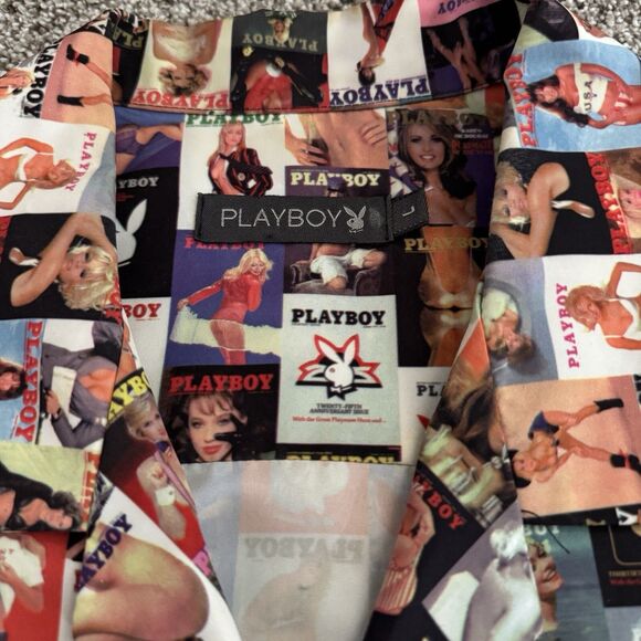 Playboy Centerfold Magazine Cover 90’s Y2K Button Shirt Men’s Size Large Vintage - Picture 2 of 10